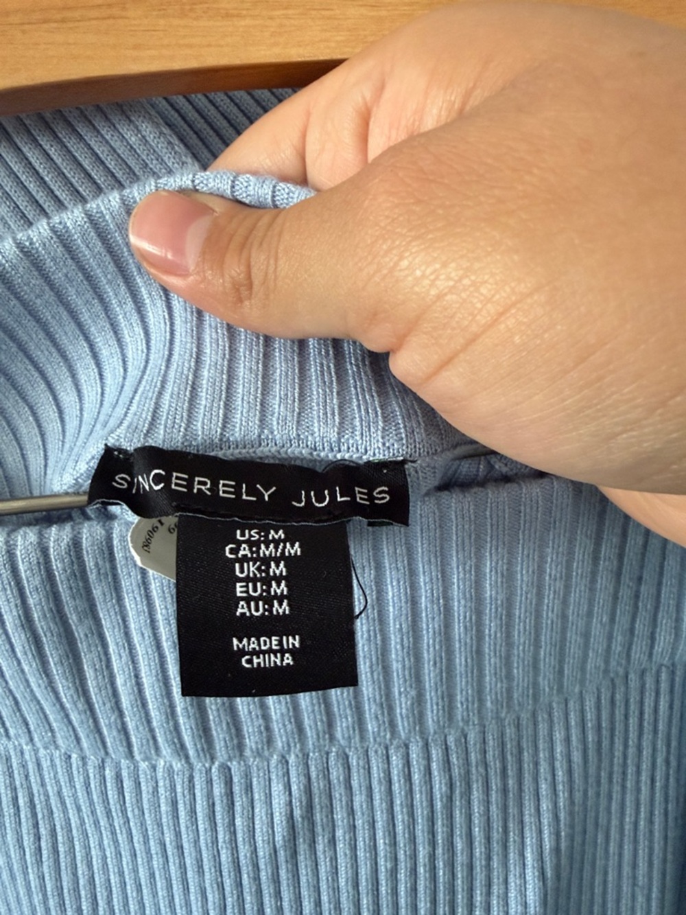 Sincerely Jules Light Blue Ribbed Knit Crop Top - Picture 4 of 4